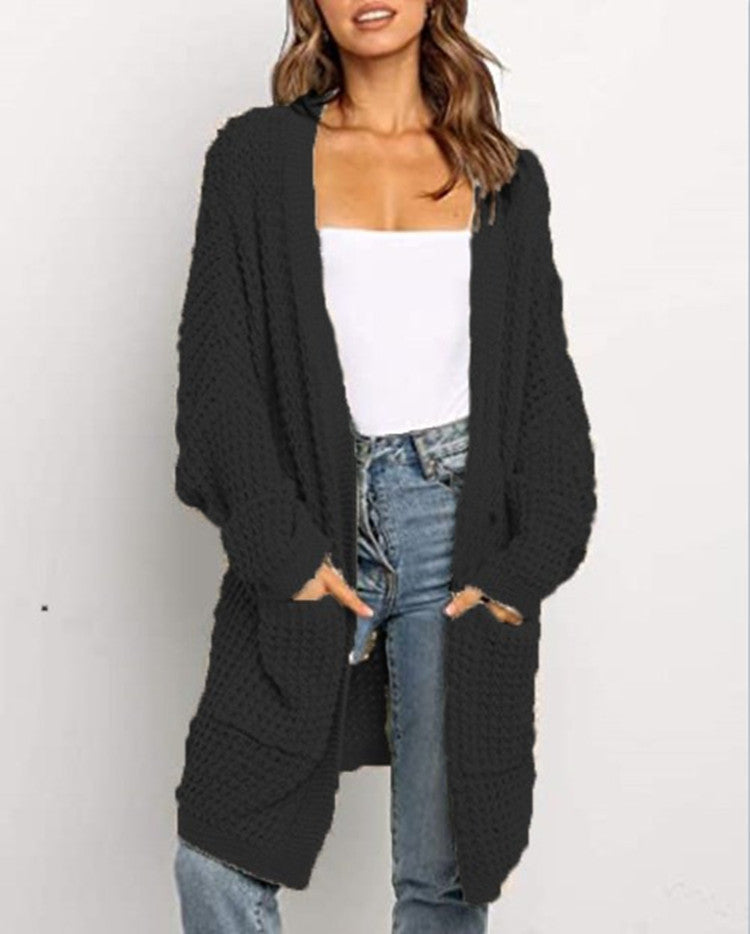Damen Grobstrick-Cardigan mit Taschen Locker Passform Beige