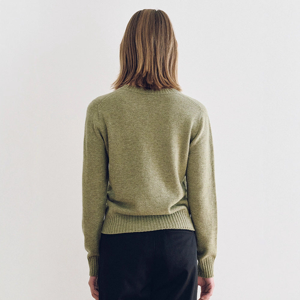 Damen Feinstrickpullover V-Ausschnitt Breites Bündchen Eveloria