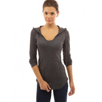 Damen Pullover V-Ausschnitt Hüftlang Baumwolle