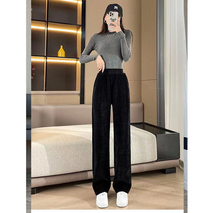 Damen Cordhose Weites Bein Elastischer Bund Hochgeschnitten