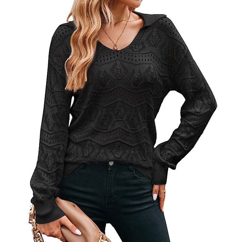 Damen Strickpullover Pikee-Muster Luftig Eveloria