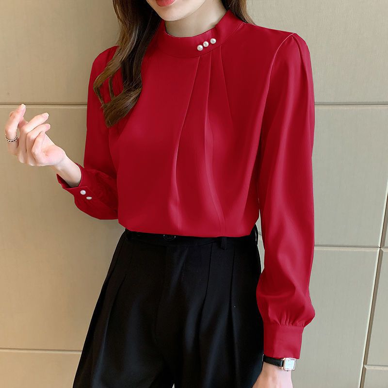 Damen Bluse Rüschendetails Schicker Kragen Eveloria - Eveloria