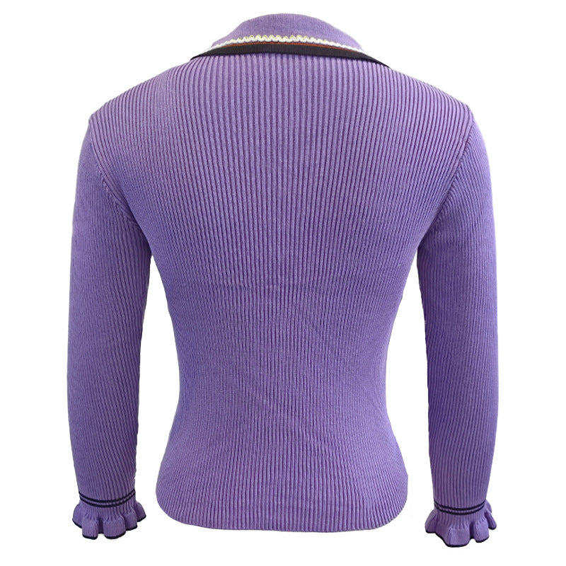 Damen Strickoberteil mit Kragen Modisch Elegantes Design