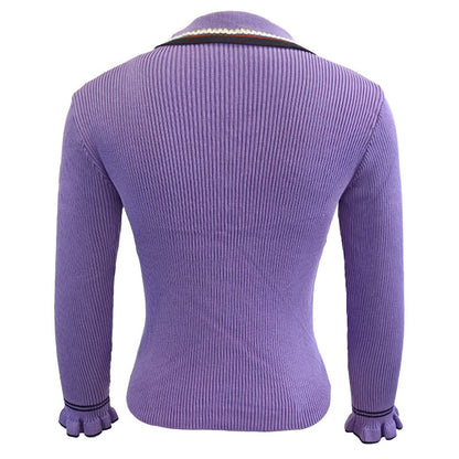 Damen Strickoberteil mit Kragen Modisch Elegantes Design