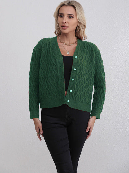 Damen Strickjacke Zopfmuster Weich Pastellfarben