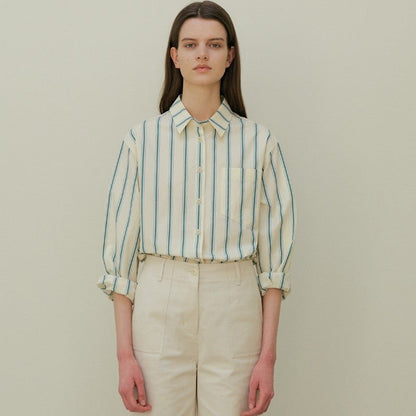 Damen Bluse Übergroß Gestreift Eveloria