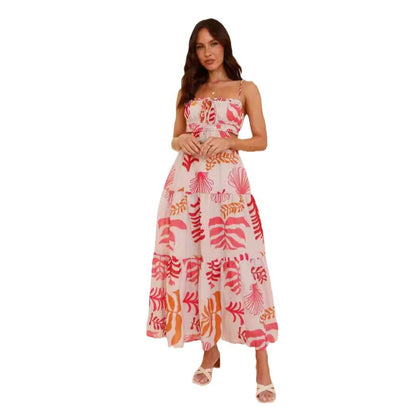Damen Maxi-Kleid Raffung Spitze Beige