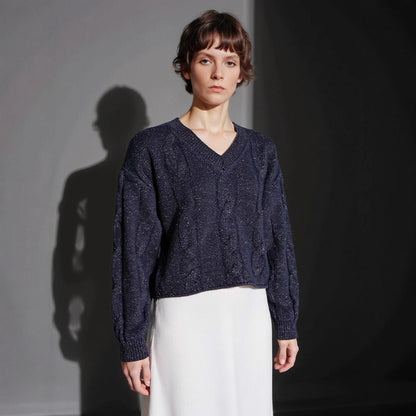 Damen Grobstrickpullover V-Ausschnitt Modern Eveloria