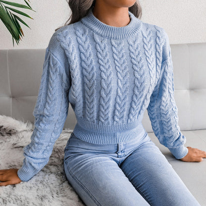 Damen Grobstrickpullover Tailliert Zopfmuster Eveloria