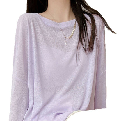 Damen Langarmshirt Feine Struktur Details Beige