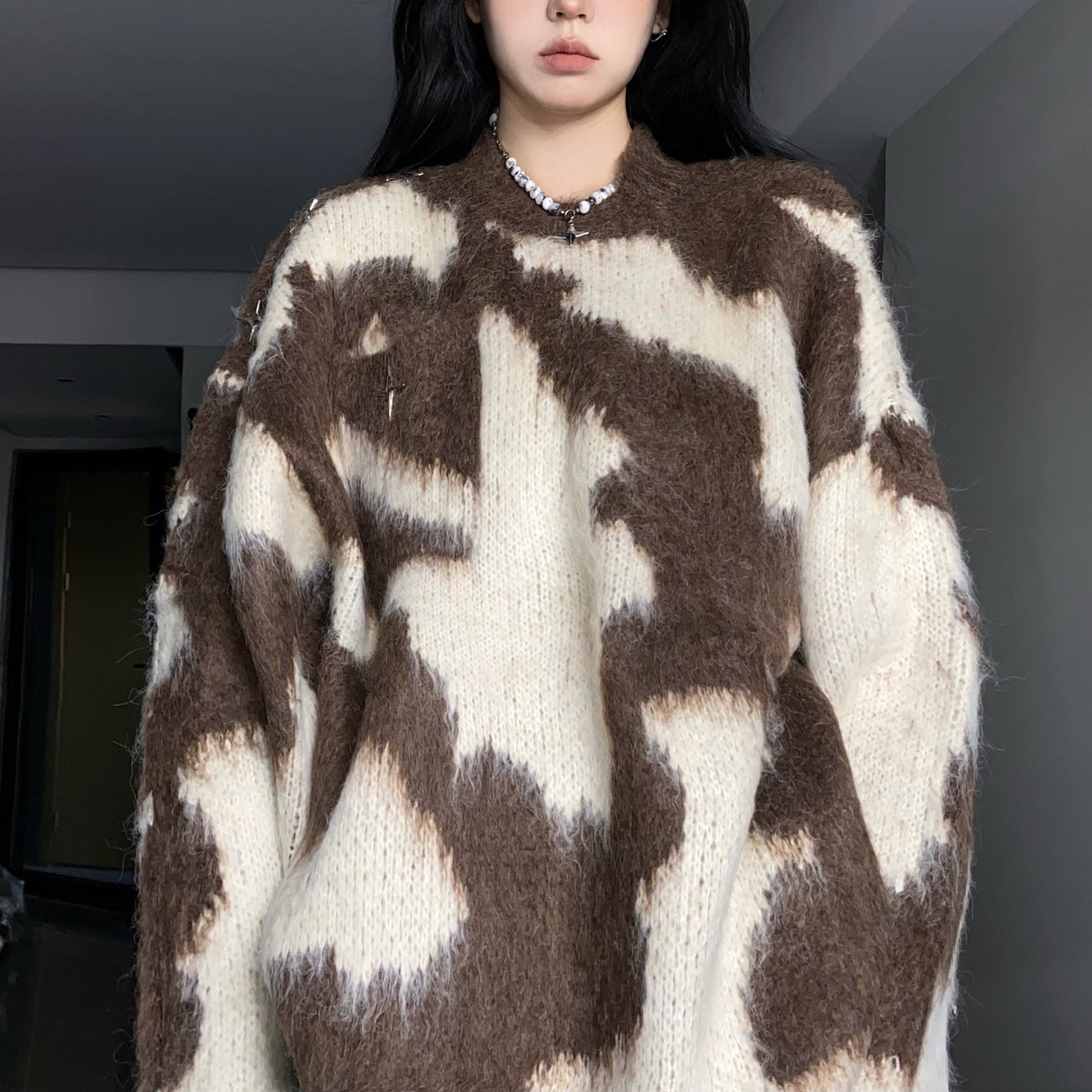 Damen Oversized Strickpullover Lässig Modern