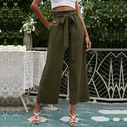Damen Palazzo-Hose Elastischer Bund Bindegürtel Eveloria