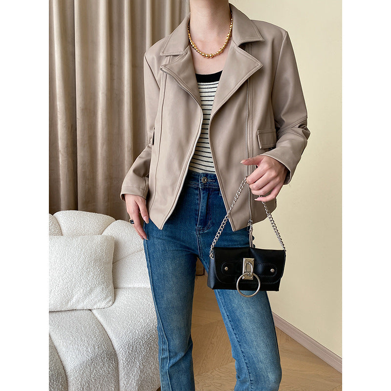 Damen Bikerjacke Lässiger Schnitt Eveloria