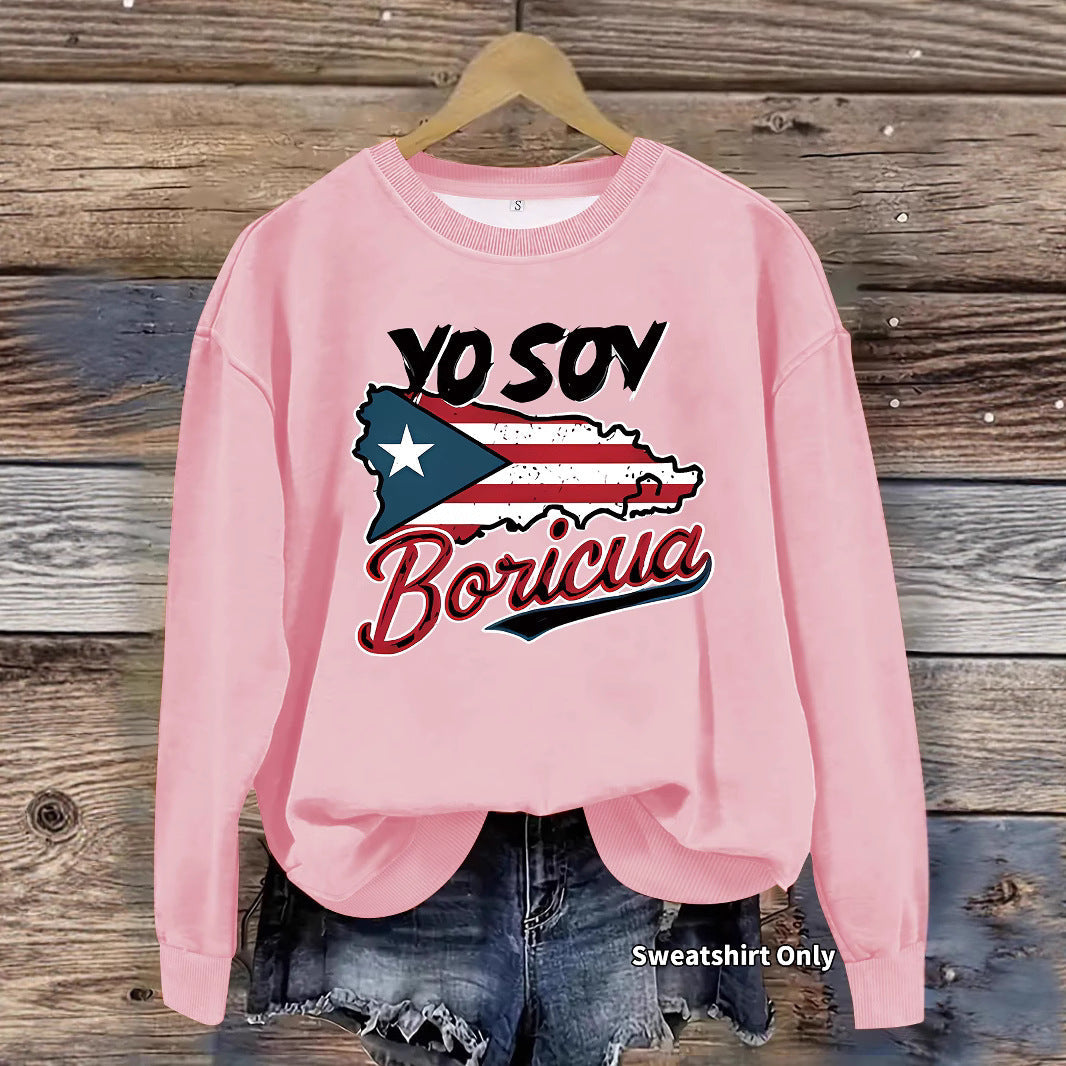 Damen Sweatshirt Puerto Rico Design Lässig Grün