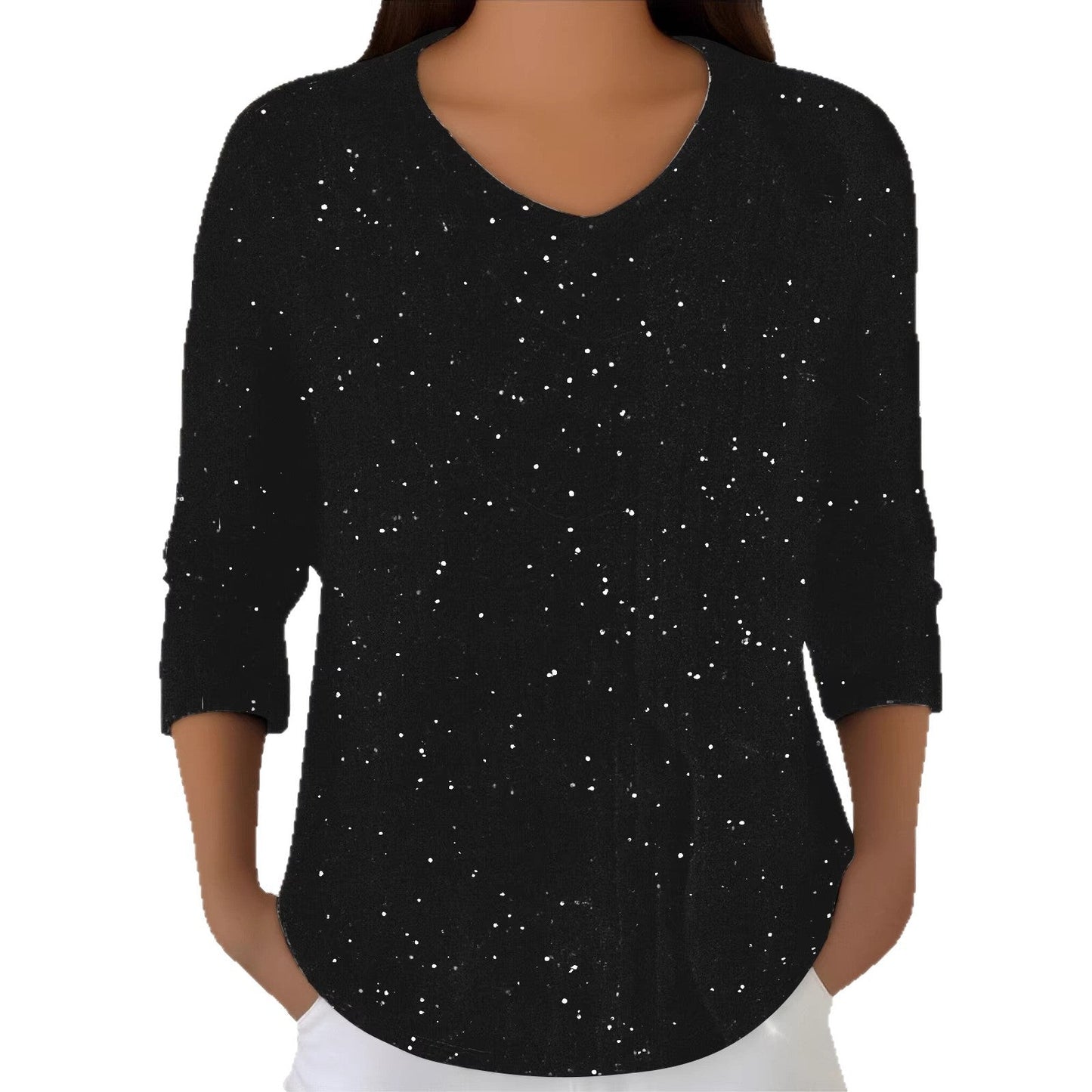Damen Langarmshirt V-Ausschnitt Eveloria