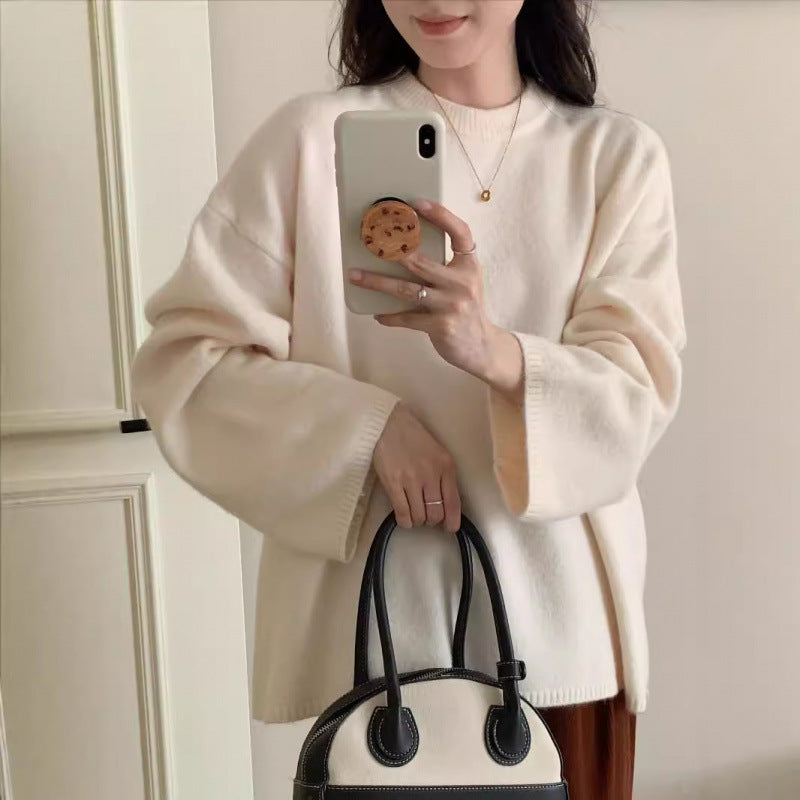 Damen Oversized Strickpullover Weiter Schnitt Feines Material
