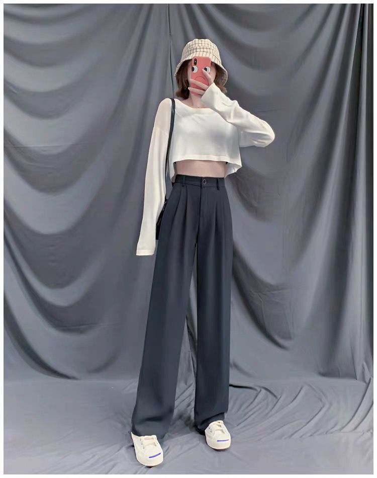 Damen Cropped Langarmshirt Weit Ärmel Elegantes Design
