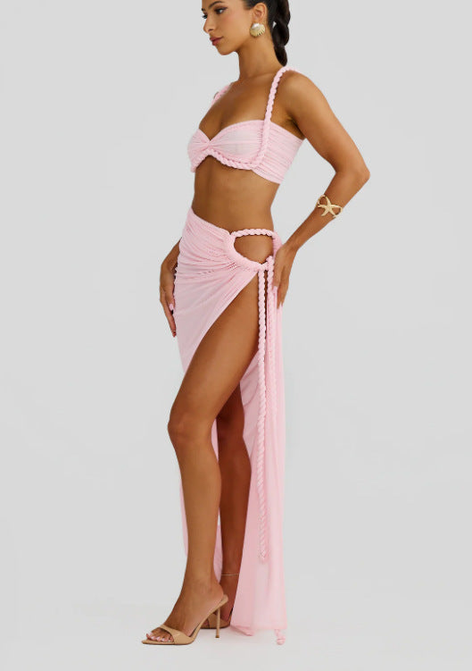 Damen Bikiniset Wickeltuch Schnürdetails