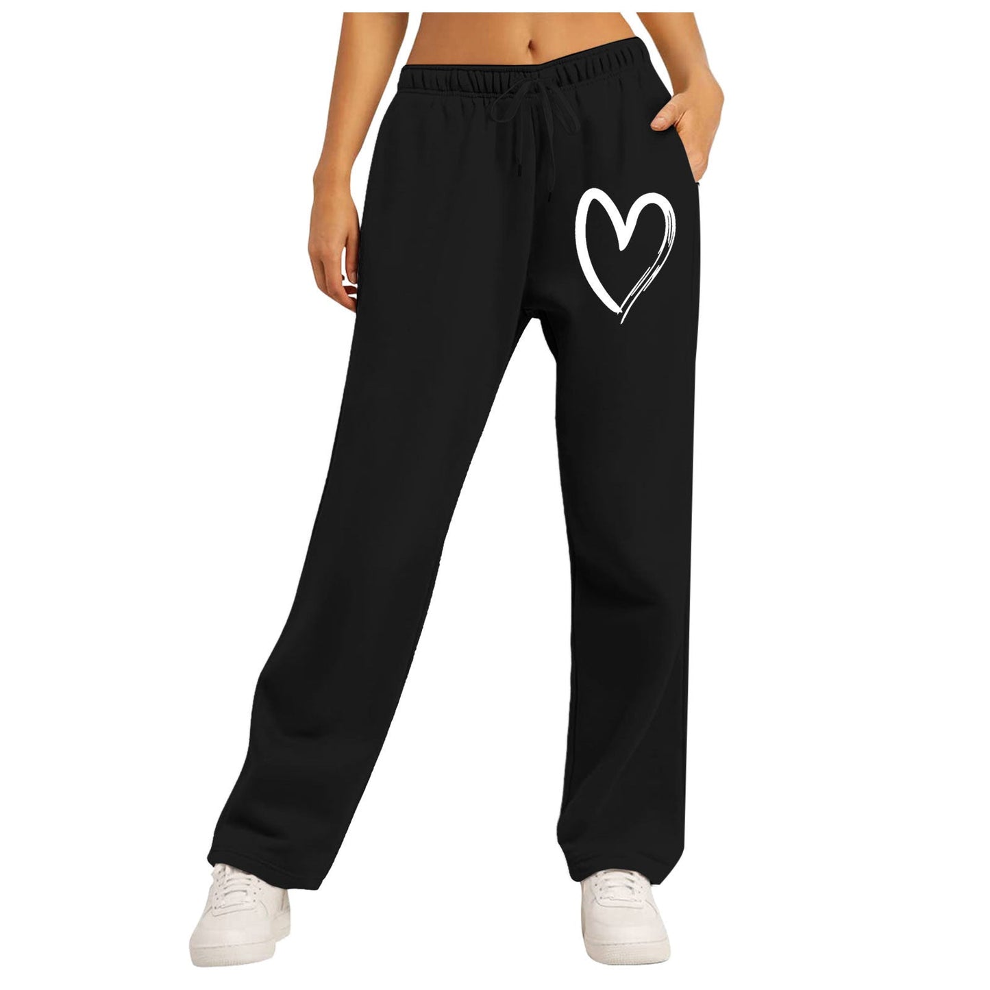 Damen Freizeithose Elastischer Bund Herzmotiv Eveloria