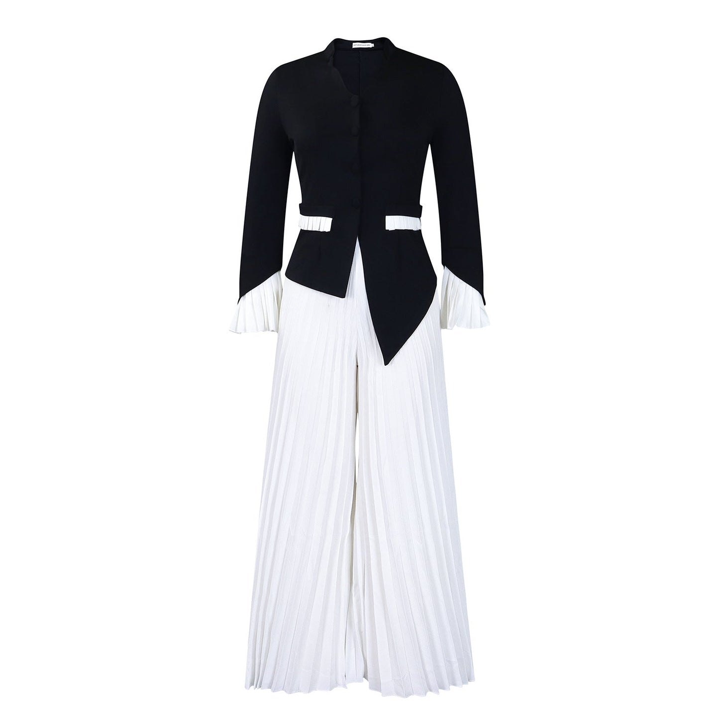 Damen Jumpsuit Tailliert Plissee Eveloria