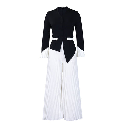 Damen Jumpsuit Tailliert Plissee Eveloria