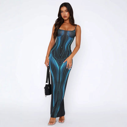 Damen Maxikleid Grafisches Design Tailliert Eveloria