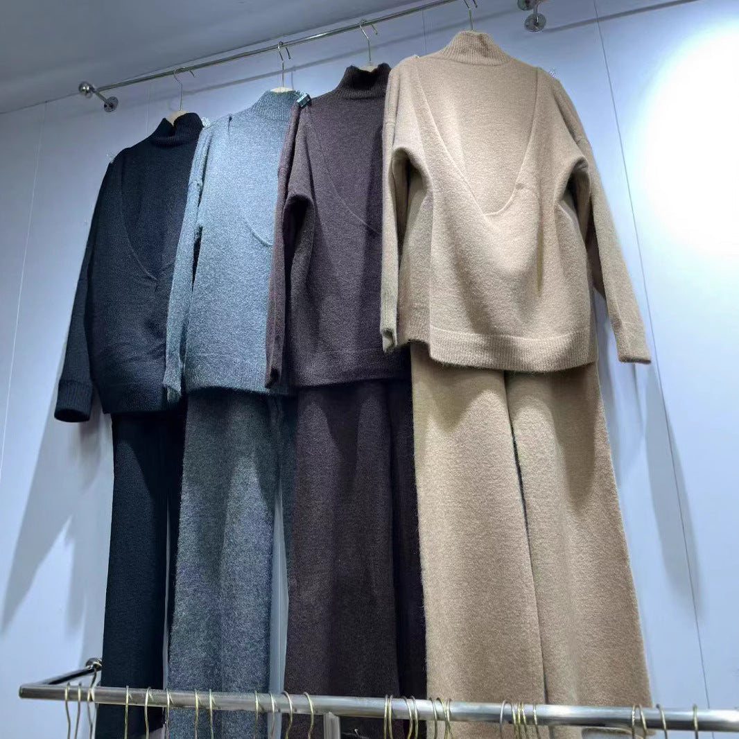 Damen Strickpullover Hochtaillierter Stehkragen Weich Grün