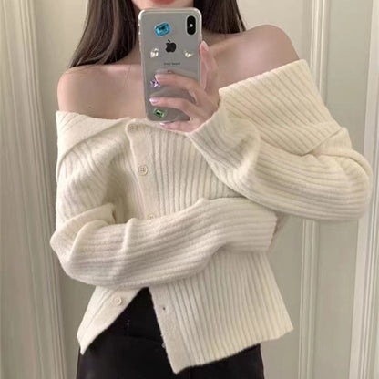Damen Strickcardigan Feinripp mit Modikragen Anthrazit
