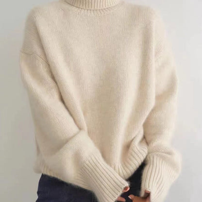 Damen Rollkragenpullover Feinwolle Bequem Eveloria