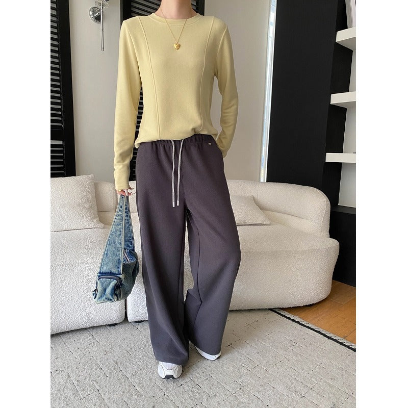 Damen Freizeithose Elastischer Bund Weite Passform Beige