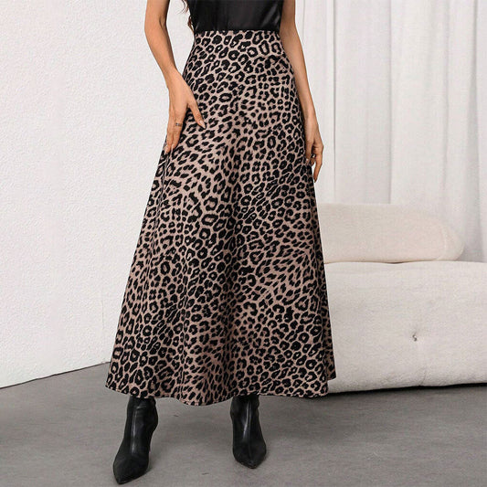 Damen Maxirock Leopardenmuster Hochtailliert Eveloria - Eveloria