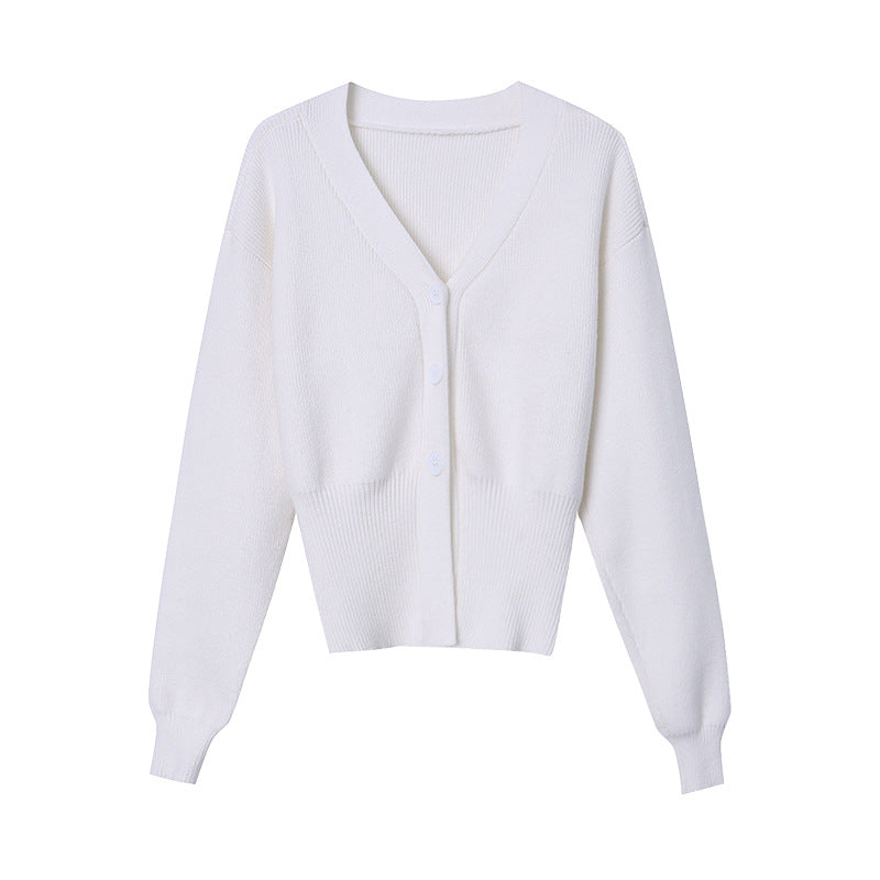Damen Strickjacke V-Ausschnitt Knopfdetails Eveloria