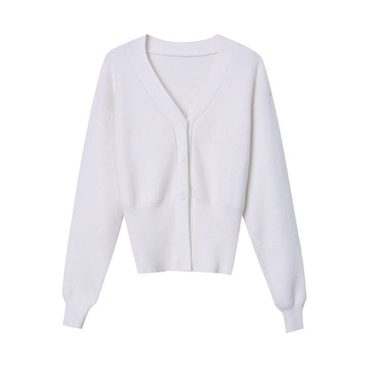 Damen Strickjacke V-Ausschnitt Knopfdetails Eveloria
