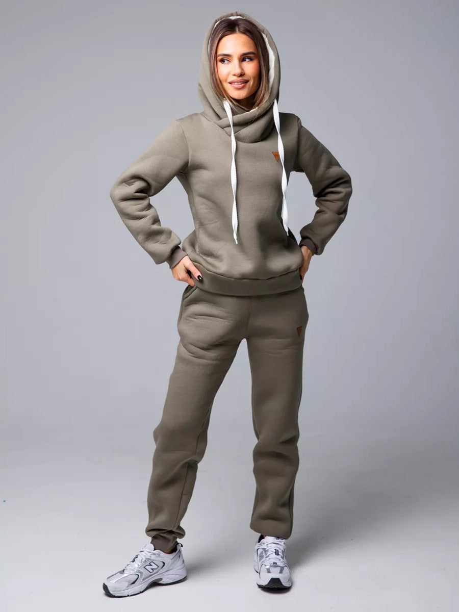 Damen Sport-Outfit Hoodie und Jogginghose Set Hochkragen