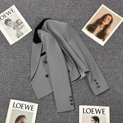 Damen Doppelreiher Blazerjacke Cropped Eveloria