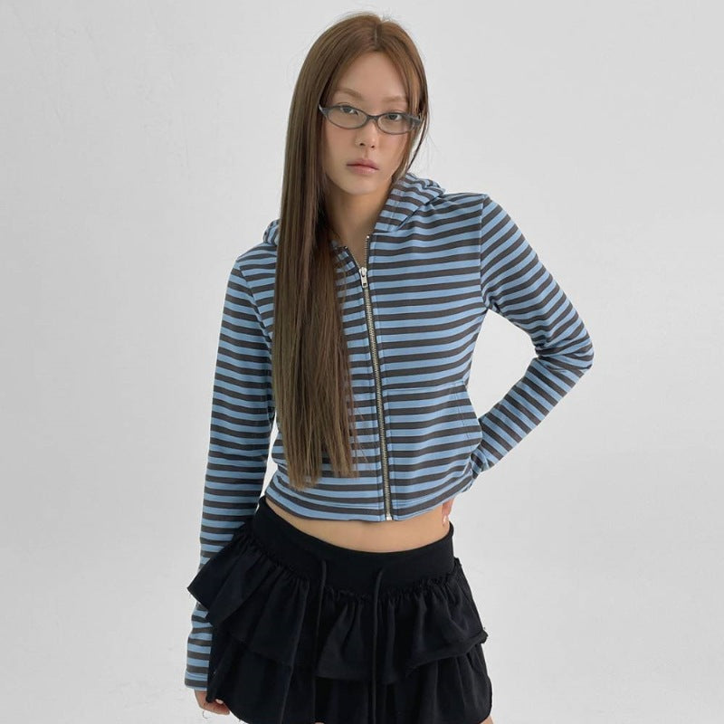 Damen Sweatjacke Cropped Luftig Reißverschluss Eveloria