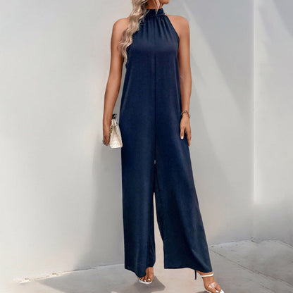Damen Jumpsuit Hochhalter Weites Bein Eveloria