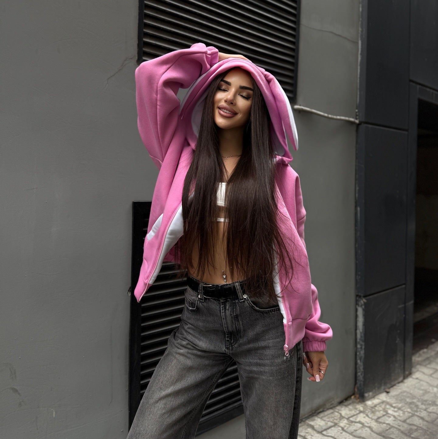 Damen Kapuzenjacke mit Tierohren Eveloria
