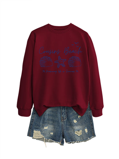 Damen Sweatshirt Maritimes Motiv Bequamer Schnitt Grau Eveloria