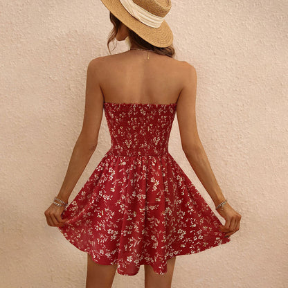 Damen Minikleid Sommer Elastisch Floralmuster Eveloria
