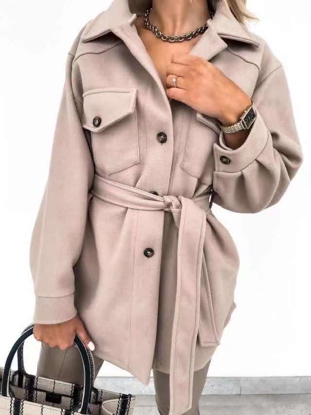 Damen Modische Jacke Lässiger Schnitt Praktische Taschen Eveloria