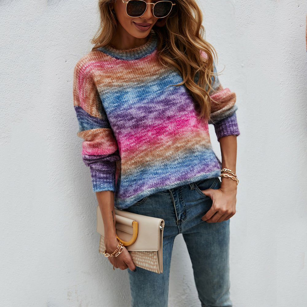Damen Pullover Einzigartiger Farbverlauf Eveloria