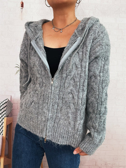 Damen Zip-Hoodie Gestreift Weich Kapuze Eveloria
