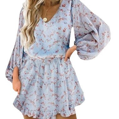 Damen Kurzarmkleid Voluminöse Puffärmel Eveloria
