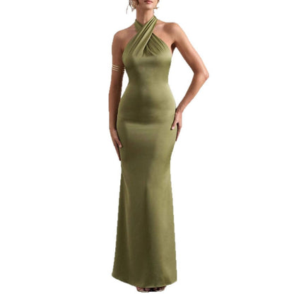Damen Abendkleid Schmal Schnitt Nackenband Eveloria