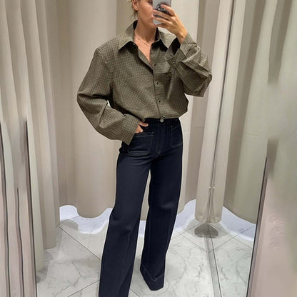 Damen Karobluse Lässiger Schnitt Eveloria