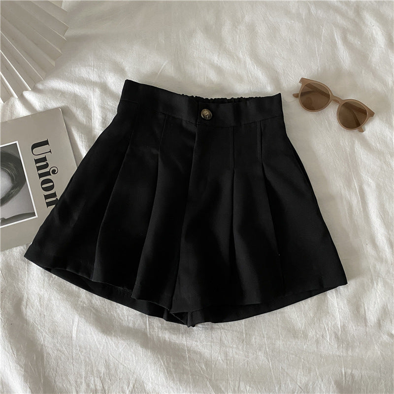 Damen Shorts Faltenwurf Knopf Detail