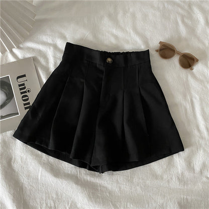 Damen Shorts Faltenwurf Knopf Detail
