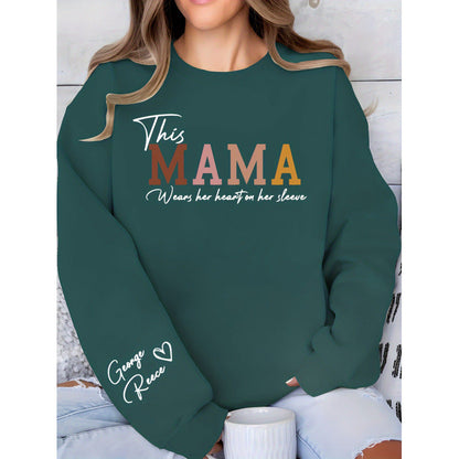 Damen Sweatshirt Mama Aufdruck Bequem Grau Eveloria