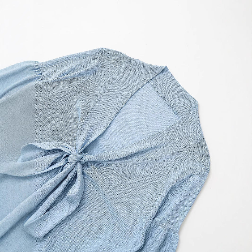 Damen Bluse Rüschendetails Bindeband Luftig Weiß - Eveloria